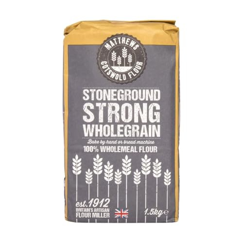 Matthews Cotswold Traditional Stoneground Strong Wholegrain Flour - 1.5kg Bag (Single Bag)