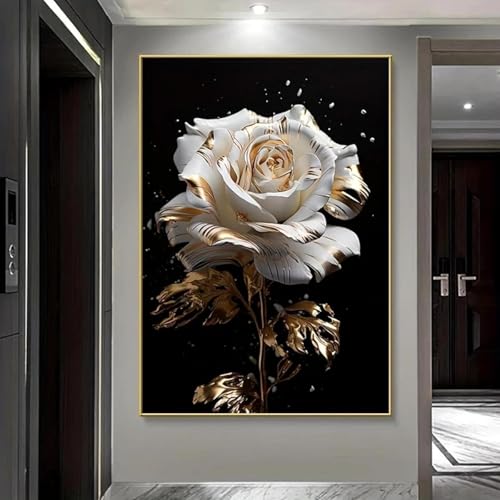 Toile murale moderne abstrait rose doré déco salon chambre 50x75cm - 2