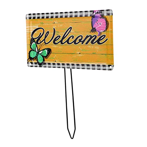 ifundom Pannello Di Benvenuto Da Giardino in Ferro Da Giardino Spina Per Esterni Decorazione Da Inserire Nel Prato Ornamento Per Cortile Patio Balcone