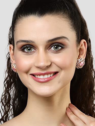 Image of Karatcart Women Green American Diamond Stud Earrings