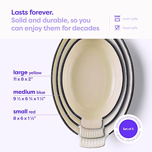 Klee Enameled Cast Iron Pan | Lasagna Pan, Large Roasting Pan, Tundra Collection, Casserole Dishes For The Oven | Oval Casserole Dish Set Of 3 #TOP3