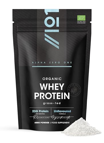 Organic Whey Protein Powder 400g Grass Fed Unflavoured Organic Protein Powder Resealable and Recyclable Pouch by Alpha01