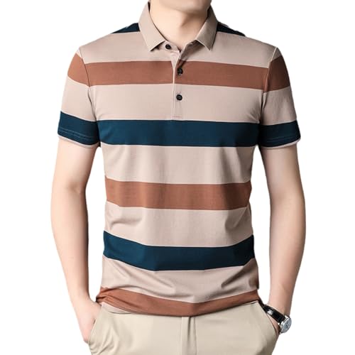 Polo à manches courtes pour hommes design rayé d'été chic
