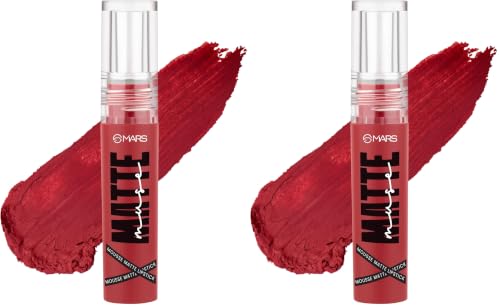 Image of MARS Matte Muse Mousse Lipstick (3ml) (08-BOSS GIRL) with Doe-Foot Applicator | Highly Pigmented | Smooth Texture | Hydrating Formula | Blurry Lips Effect (Pack of 2)
