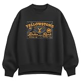 HYBRID APPAREL Yellowstone - Dutton Ranch Badge - Women's Oversized Fleece Crew Sweatshirt - Size 2X Black