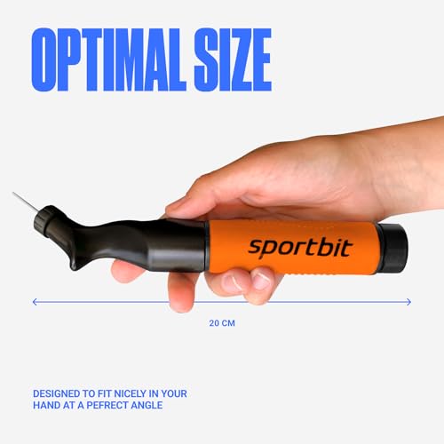 Image of SPORTBIT Ball Pump for Sports Balls - Push & Pull Inflating System - Hand Pump for All Exercise Balls - Volleyball Pump, Basketball Inflator, Football & Soccer Ball Air Pump - Goes with 5 Needles Set