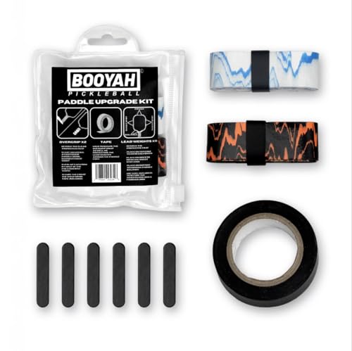 Booyah Pickleball Paddle Optimization Kit: 8 Adhesive Lead Weights, 2 Tacky Rubber Grips, 1 PVC Edge Protection Tape - Professional Performance Enhancement
