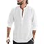 YAOBAOLE Chemise Lin Homme Manche Courte Col Mao - Henley Été Casual Respirante