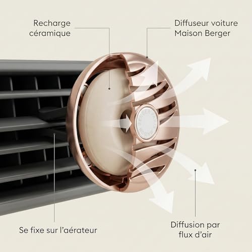 Image of MAISON BERGER Car Diffuser Set, Fruity Sun | Plum Peach Pineapple Notes, Refillable Vent Clip with Ceramic Refill, Passive 4-Week Diffusion, Made in France