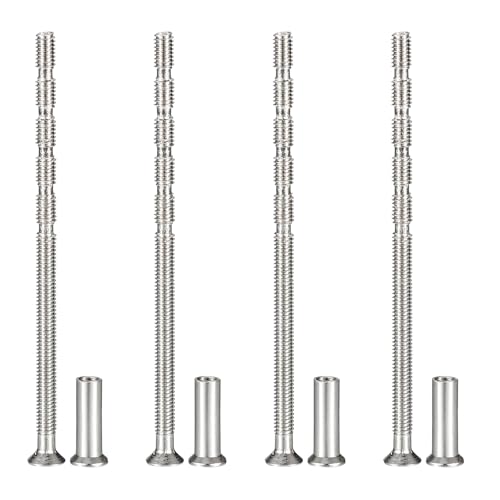 PATIKIL Tornillos de Manija de Puerta M4x80, 4 Piezas Tornillos de Rotura para Tiradores de Puerta, Cabeza Plana Avellanada Phillips con Manga para Manija de Puerta Barra