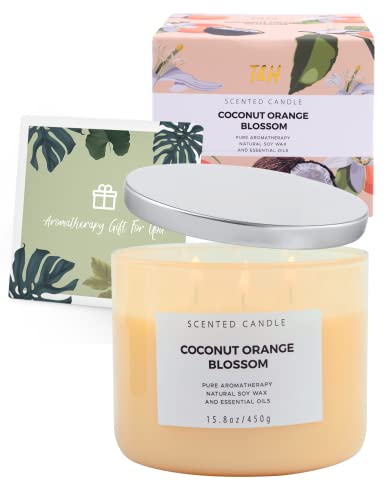 T&H COB3W01 Coconut Orange Blossom 3 Wick Candle | Highly Scented Soy Candles For Home 15.8 Oz, Summer & Tropical Scented Candle | Aromatherapy Stress Relief Candle, Relaxing Clean Burning Candle thumb #4