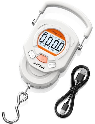 Fishing Scale 132lb/60kg Luggage Scale Digital Fish Scale with Backlit LCD Display, Fish Weight Scale Luggage Weight Scale Hanging Scale with 4 Units USB Cord, Fishing Accessories Fishing Gift