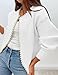 ZESICA Women's Open Front Cardigan Sweater 2025 Fall Casual Knitted Long Sleeve Pearls Trim Outerwear Coat Trendy Clothes White Large