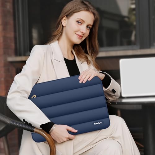 Image of MOSISO Laptop Case 16 inch, 15-15.6 inch Puffy Laptop Sleeve Compatible with MacBook Pro 16 M5 M4 M3 M2 M1, HP Dell ASUS Acer Toshiba Lenovo, Polyester Horizontal Bag with Small Case, Midnight Blue