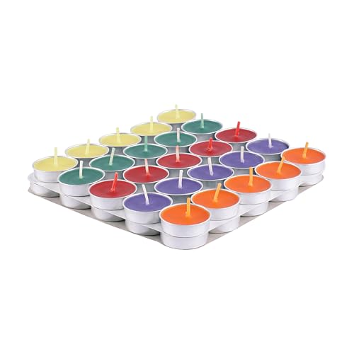 Image of D'Velas Coloured Unscented Wax Tealight Candles - Pack of 50 | Upto 2 Hours Burning Time | Paraffin Wax, Unscented, Smokeless, Dripless, for Home Decor, Offices & Other Occasions.