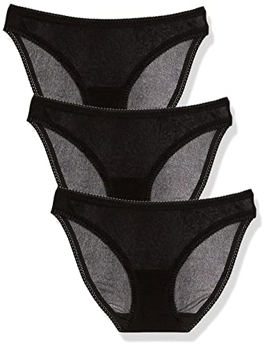 Image of OnGossamer Women's Mesh 3 Pack Bikini Style Underwear - Black, Small