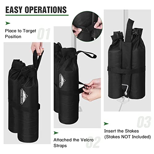Image of EAGLE PEAK Canopy Weight Bags 4-Pack, Heavy Duty Sand Bags for Pop Up Canopy Tent, Gazebo, and Greenhouse (Sand Not Included)
