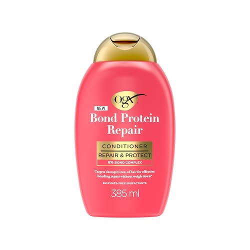 OGX Bond Protein Repair Conditioner (385 ml), acondicionador que repara y protege el pelo, con Lipi Pro Shield Technology, fórmula sin sulfatos, para cabello seco y dañado