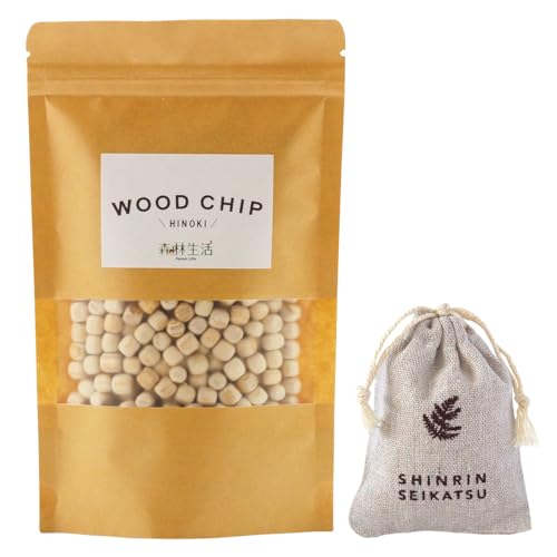 森林生活 ウッドチップ(WOOD CHIP) ひのき【サシェ袋1枚付】200ml アロマ インテリア 除湿 ガーデニングなどに (ひのき)