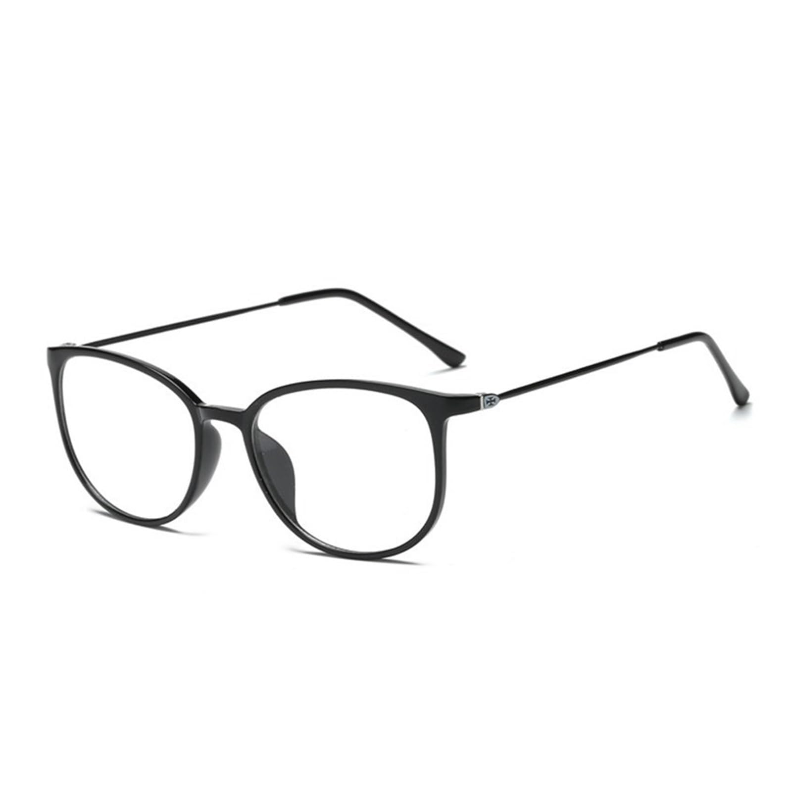 Kunststoffbrillen Unisex-Brillengestelle Transparente Brillen Solides Muster Lesebrillenzubehör Brillengestelle Ultraleicht(Bright Black)