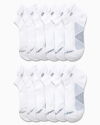 Image of Calvin Klein Womens No Show Socks - 12 Pack Lightweight Cushioned Athletic Tab Low Cut Running Socks for Women