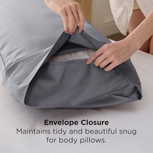 Image of Bedsure PureWoven Body Long Pillowcase, 100% Rayon Derived from Bamboo | Cooling Pillow Case, Similar to Silk Pillow Cover with Envelope Closure, Room Decor Gift, Silver Grey, 20x54 Inches, 1 Pack