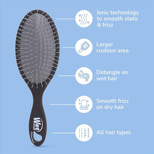 Image of Wet Brush Frizz-Free Detangler Brush with Ionic Technology, Black, Provides Frizz Control, Reduces Static, and Smooths All Hair Types, Best for Dry Hair, Made for Women, Men & Kids