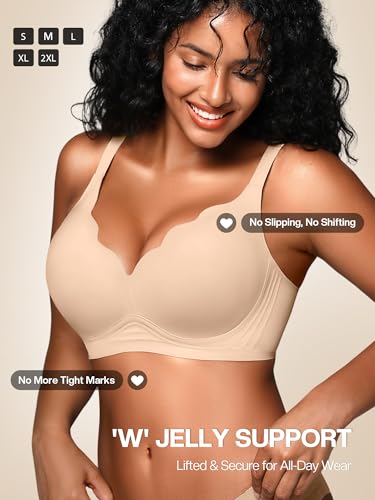 Image of Wireless Jelly Bras for Women No Underwire with Support - S-2XL Seamless Bralettes Everyday Comfort Tshirt Padded Bra