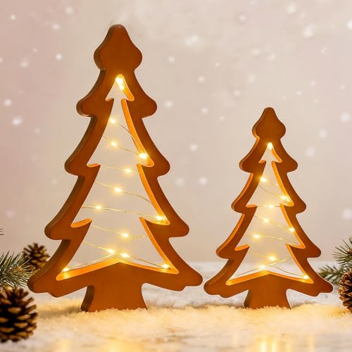 Weihnachtsdeko Beleuchtet Weihnachtsbaum mit Stern, 2 Stück...