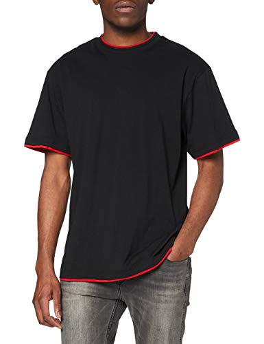 Urban Classics - T-Shirt Manches Longues Homme, Multicolore (Black/Red), XXXX-Large