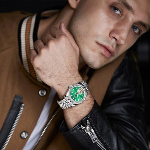 Image of BUREI Men's Classic Luxury Watch Stainless Steel Waterproof Machine Watch Fashion Double Watches Date Sapphire Crystal