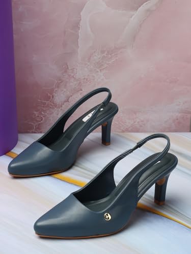 Image of ELLE Women Stylish and elegant Slingback Kitten Heel Mule Sandal