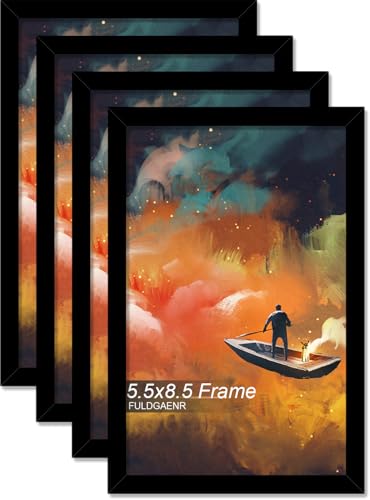 5.5x8.5 Picture Frame Set of 4 Black Frames for 5.5 x 8.5 Photo Poster
