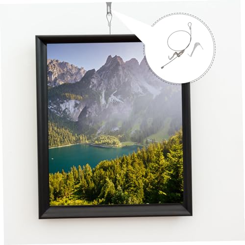 Image of 10 Sets Picture Rail Hook Double Sided Tape Picture Hanging Hardware Tin Wire Clothes Hanger Connector Hooks Garage Door Cable Exhibition Loop Railing Adhesive Hooks Silver Iron /4570