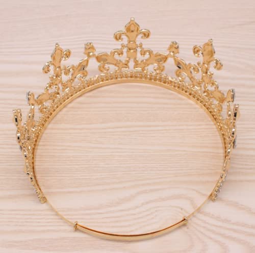 Royal King Crown Diadème rond en métal pour homme pour Noël/mariage/bal/concours de beauté, fête d'anniversaire, photographie