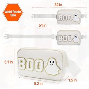 Halloween crossbody bag ghost purse cute spooky gothic boo letter belt bag packs halloween fanny pack halloween gifts for girls women beige  urban country home decor