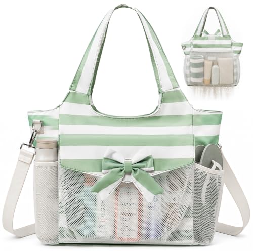 Image of LEDAOU Large Beach Bag Women Waterproof Sandproof Zipper Beach Tote Pool Bag for Swim Gym Grocery Travel with Wet Pocket