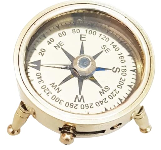 Boussole nautique en laiton pour randonnée, camping, voyage, artisanat - Boussole de créateur de collection magnétique cadeau antique