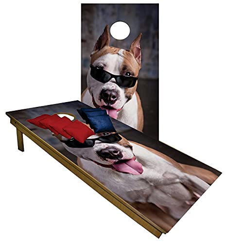 Premium Cornhole Set -Dog Puppy Animal Pet Tailgate Cornhole Boards w Set of 8 Cornhole Bags! 255