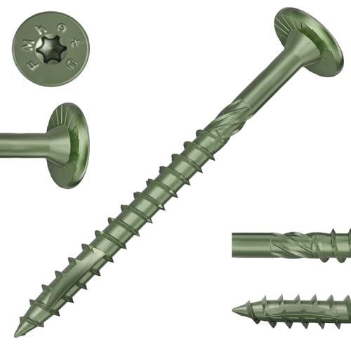 Image of 2-7 /8 Inch Heavy-Duty Outdoor Deck Screws, 250Pcs Star Drive Decking Wood Screws, Rust Resistant Timber Screws for Timber /Log /Landscaping Wood (#14 x2-7 /8 Green)