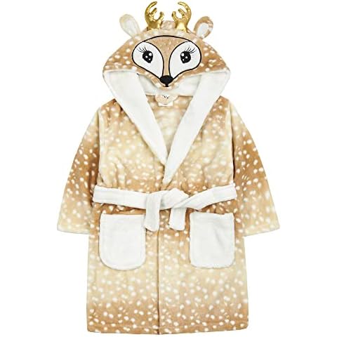 Metzuyan Girls Plush Fleece Deer Gown Cover