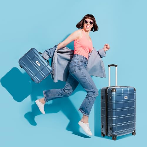 Luggage Sets 4 Piece, ABS PC Lightweight Suitcases with Wheels, Hardshell Luggage Sets Carry on Luggage with TSA Lock Blue (12in 20in 24in 28in)2