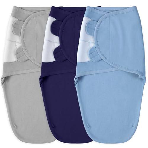 Image of Yoofoss Baby Swaddles 0-3 Months 100% Cotton Newborn Swaddle Blanket 3 Pack Tog 0.5 Adjustable Velcro Swaddle, Breathable Soft Swaddle Sack(Small)