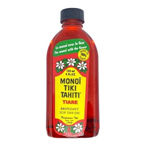 Monoi Tiki Tahiti Rouge Tiare Body Suntan Bronzant Coconut Oil Just | For Outdoor Body Tanning | Hydrating Body Oil | Natural Skin Moisturizer | Cover