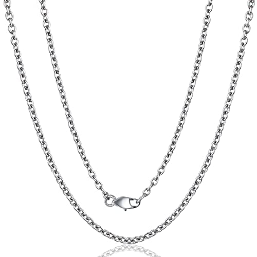 SanThree Pure Titanium Round O Chain Necklace for Men & Women, 3mm Durable Skin Friendly Solid Titanium Clasp Link Chain Unisex Birthday Valentines Day Gift