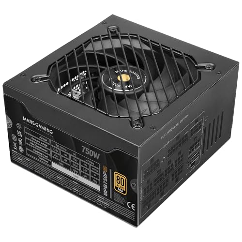 Mars Gaming MPB750PSI, Alimentatore PC Full Modular 750W, 10 Anni di Garanzia, 80Plus Gold 90%, Ventola SI Extreme Silence, Tecnologie AI2-RPM, DC-DC e SMD, ATX 3.1 e PCIe 5.1 Nero