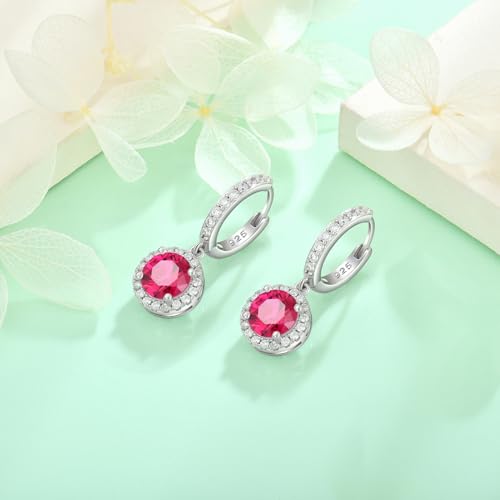Starchenie Huggie Hoop Earrings 925 Sterling Silver Birthstones Dangel Drop Earrings Gift for Women4