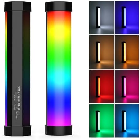 LUXCEO Handheld Light Wand, Multicolor RGB LED Video Light for Photography, 2000mAh Rechargeable Mini Light Stick Dimmable 3000K-6000K CRI95+ Professional Tube Lights for YouTube, TikTok