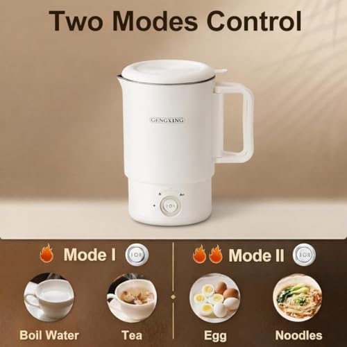 Image of MOOKA Electric Kettle 500ML, Portable Hot Water Boiler with Temperature Control, Fast Heating & Auto Shut-Off, Mini Travel Kettle for Tea, Coffee & Noodles