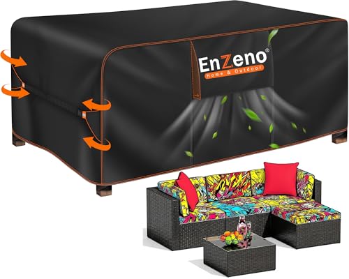 Enzeno Housse de protection imperméable pour meubles de jardin, 200 x 100 x 74 cm, tissu Oxford 420D, résistante à l'hiver, avec sortie d'air pour tables et...